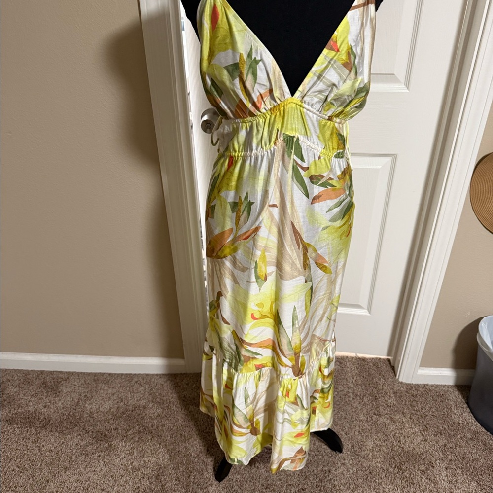 H&M Yellow and Green Floral Maxi Dress